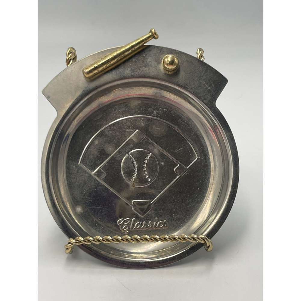 VTG Metal Baseball Coin Tray Ash Trinket Tray w/Brass Ball, Bat and Home Plate